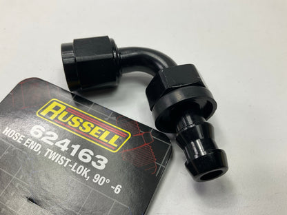 Russell 624163 6AN Twist-Lok 90 Degree Hose End Fitting With Black Finish