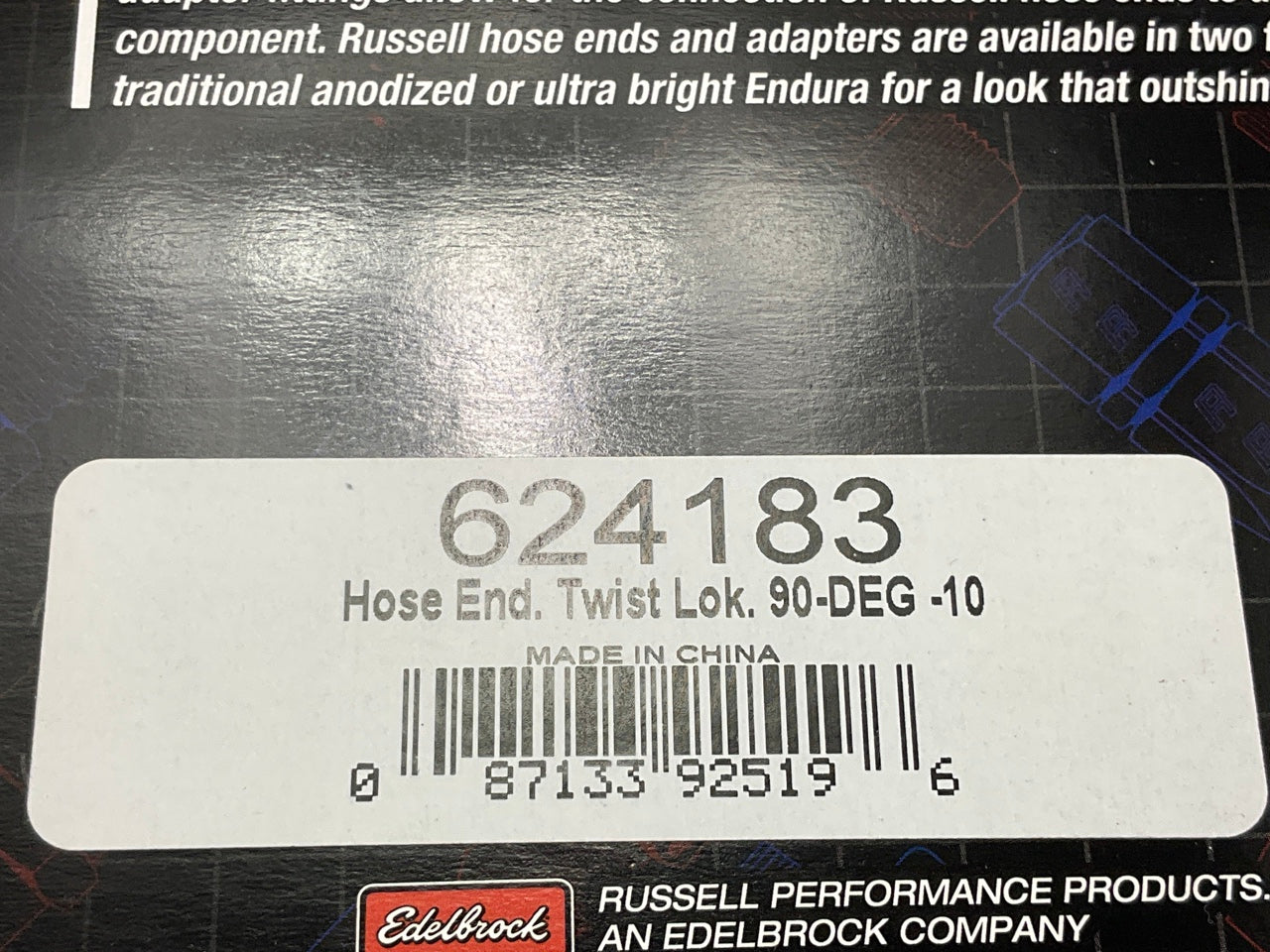 Russell 624183 10AN Twist-Lok 90 Degree Hose Ends With Black Finish