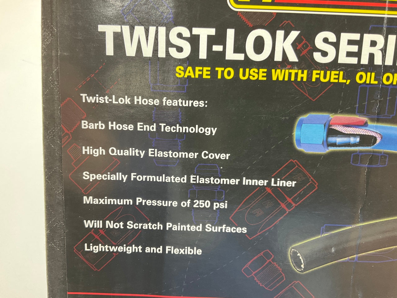 Russell 634413 10AN Twist-Lok Hose Black In Pre-Packaged 6 Foot Length