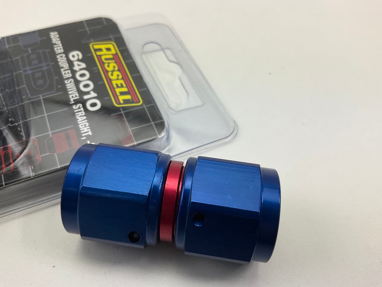 Russell 640010 Swivel Coupler Adapter Red / Blue -8AN Straight Fitting