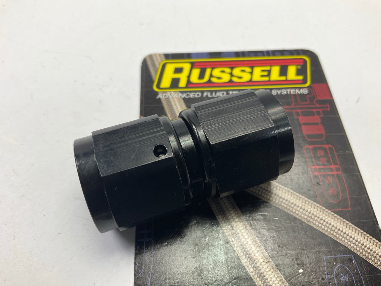 Russell 640013 8AN Straight Swivel Coupler Adapter Fitting With Black Finish