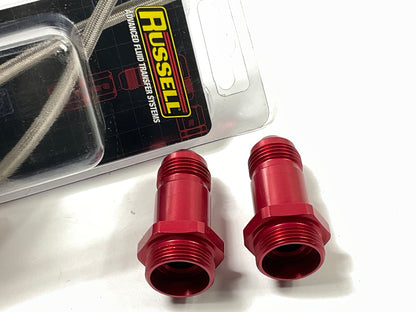 Russell 640210 8AN Dual Feed 750 To Dominator 1350 Carb 2'' W/ Red Finish