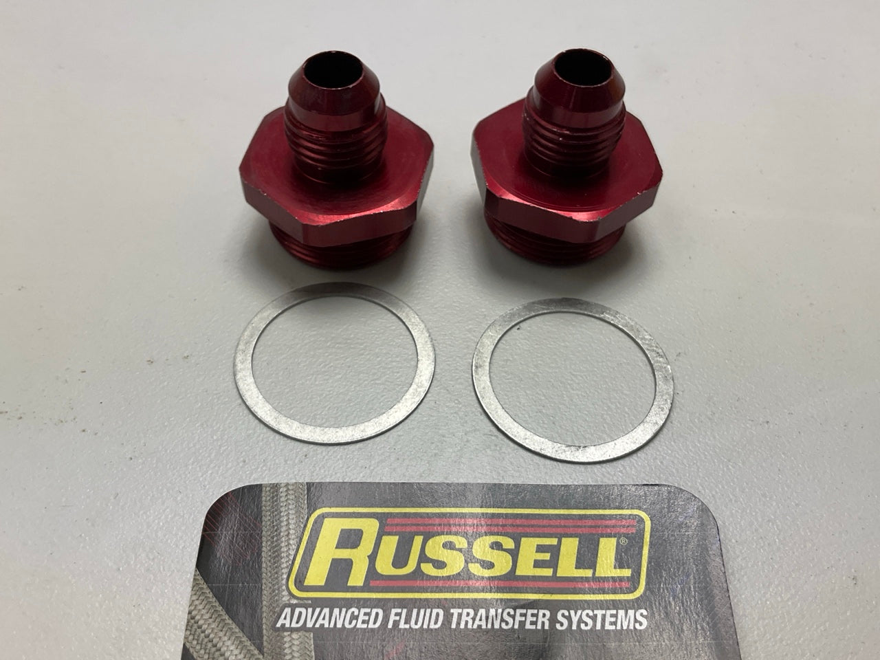 Russell 640220 Red Carburetor Fuel Inlet Fitting - 06AN Male To 7/8''-20; Pair