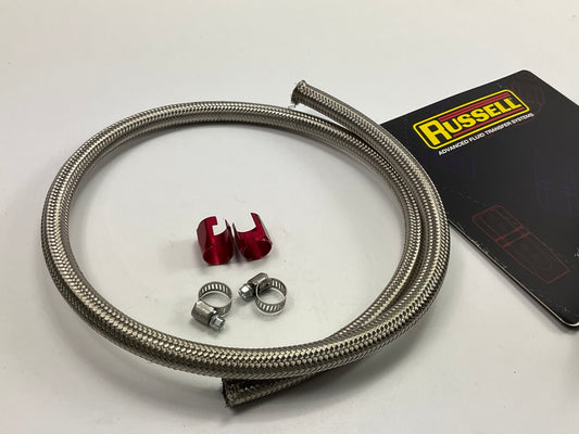 Russell 641050 Fuel Pump To Carb Hose Kit, Chrome Ends & ProFlex Hose - 3 FEET