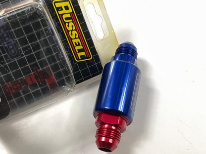 Russell 650100 Competition Fuel Filter AN8 -8 8AN #8 Male Inlet Outlet, Red Blue