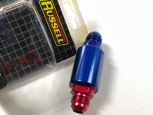 Russell 650100 Competition Fuel Filter AN8 -8 8AN #8 Male Inlet Outlet, Red Blue