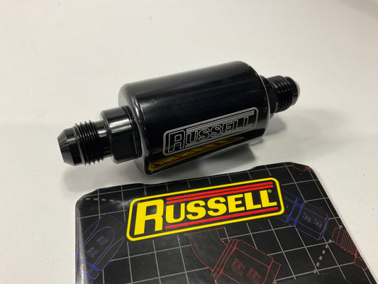 Russell 650133 3'' Length, 6AN Male Inlet / Outlet Fuel Filter With Black Finish