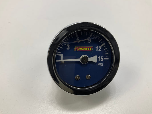 Russell 650330 1-1/2 Inch Fuel Pressure Gauge, 0-15 PSI, 1/8'' NPT Male Inlet