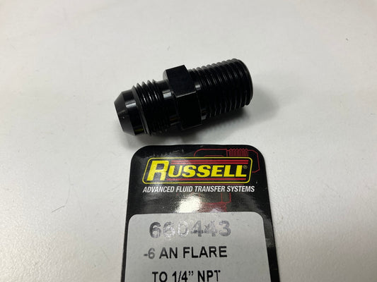 Russell 660443 -6 AN Flare X 1/4'' NPT Straight Addapter Fitting - Black