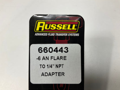 Russell 660443 -6 AN Flare X 1/4'' NPT Straight Addapter Fitting - Black