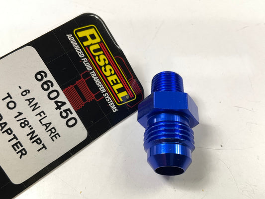 Russell 660450 Blue Anodized Aluminum -6AN Flare To Pipe Straight Adapter