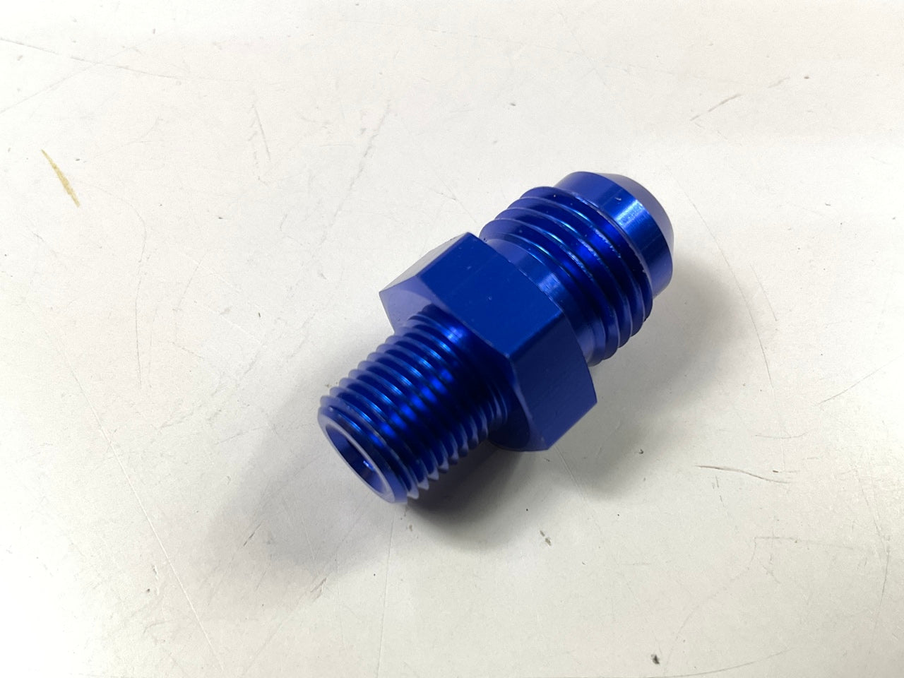 Russell 660450 Blue Anodized Aluminum -6AN Flare To Pipe Straight Adapter