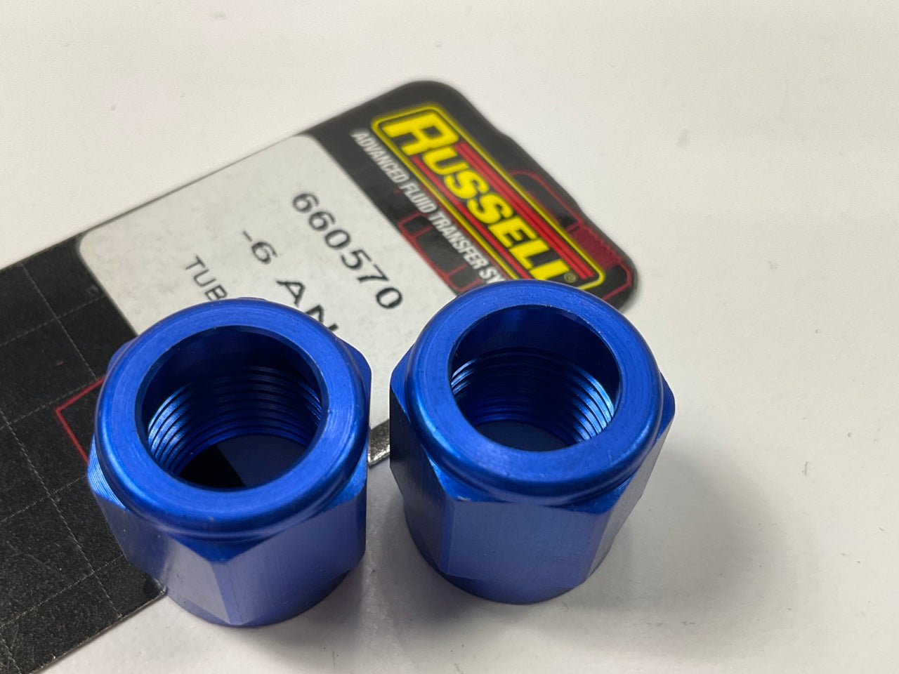 Russell 660570 6AN To 3/8'' Tube Nut Adapter Fitting With Blue Finish - Pair