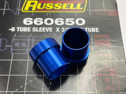 Russell 660650 -6 AN Tube Sleeve X 3/8 Tube, Blue - 2 Pack