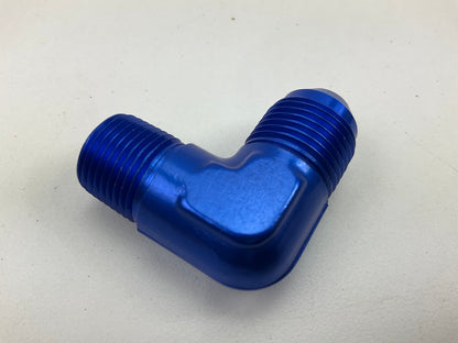 Russell 660860 Blue Aluminum -8AN 90-Degree Flare To 3/8'' Pipe Adapter Fitting