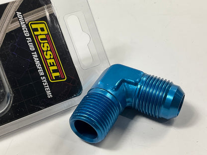 Russell 660880 10AN 90 Degree Flare To 1/2'' Pipe Adapter Fitting W/ Blue Finish