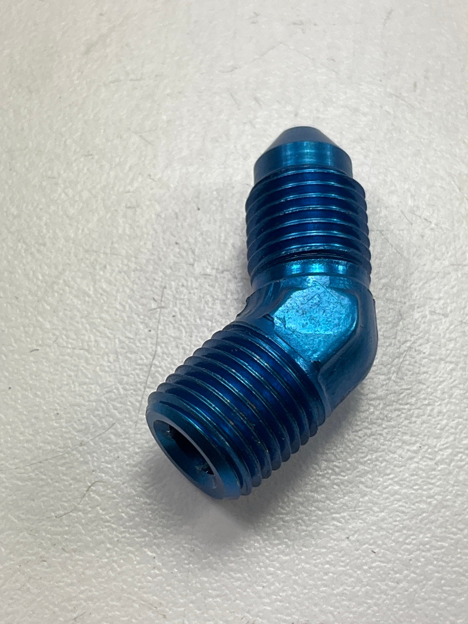 Russell 660930 Blue Anodized Aluminum -3AN 45-Degree Flare To 1/8'' Pipe Adapter