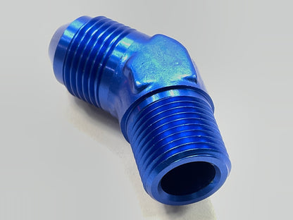 Russell 660960 8AN 45 Degree Flare To 3/8'' Pipe Adapter Fitting With Blue Finish