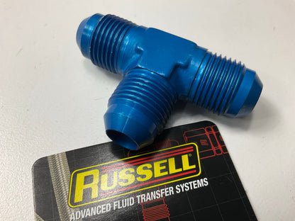 Russell 661030 Tee Adapter T Fitting -8 AN To -8 AN To -8 AN Aluminum Blue