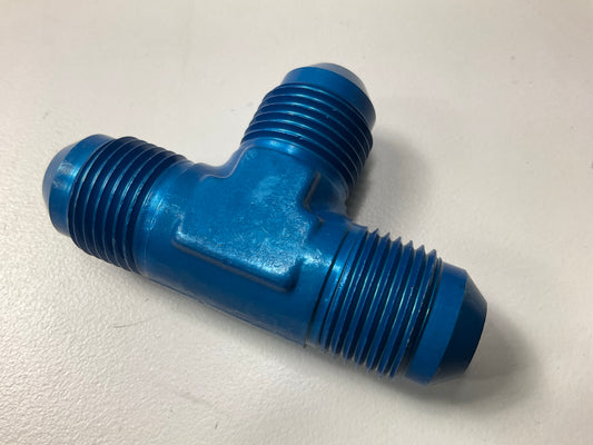Russell 661030 Tee Adapter T Fitting -8 AN To -8 AN To -8 AN Aluminum Blue