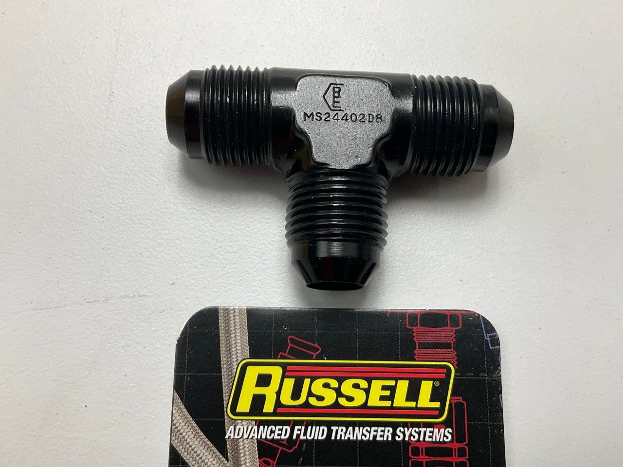 Russell 661033 8AN Flare Tee Adapter Fitting With Black Finish