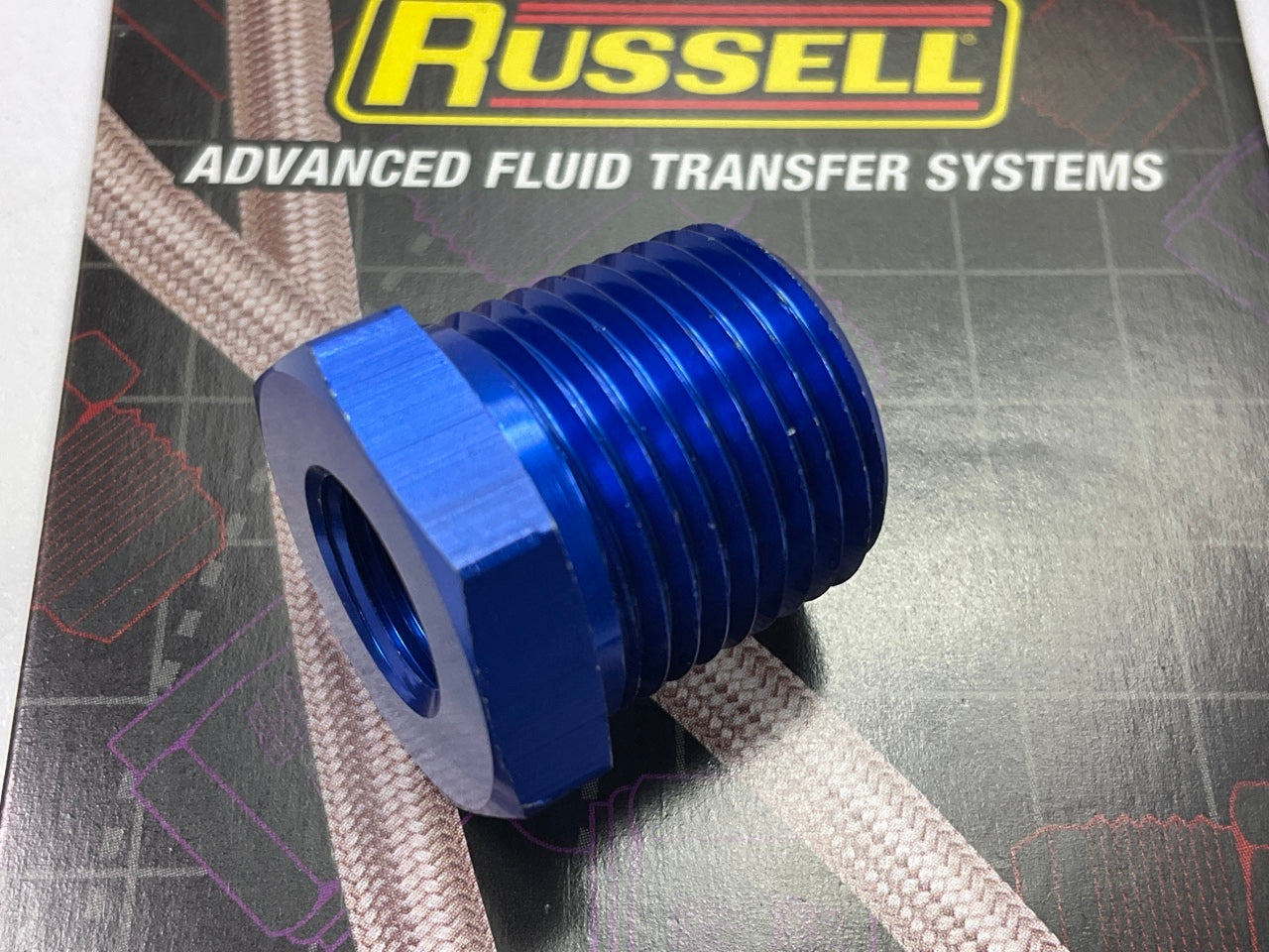 Russell 661570 Blue Anodized Aluminum 3/8'' Male To 1/8'' Female Pipe Bushing