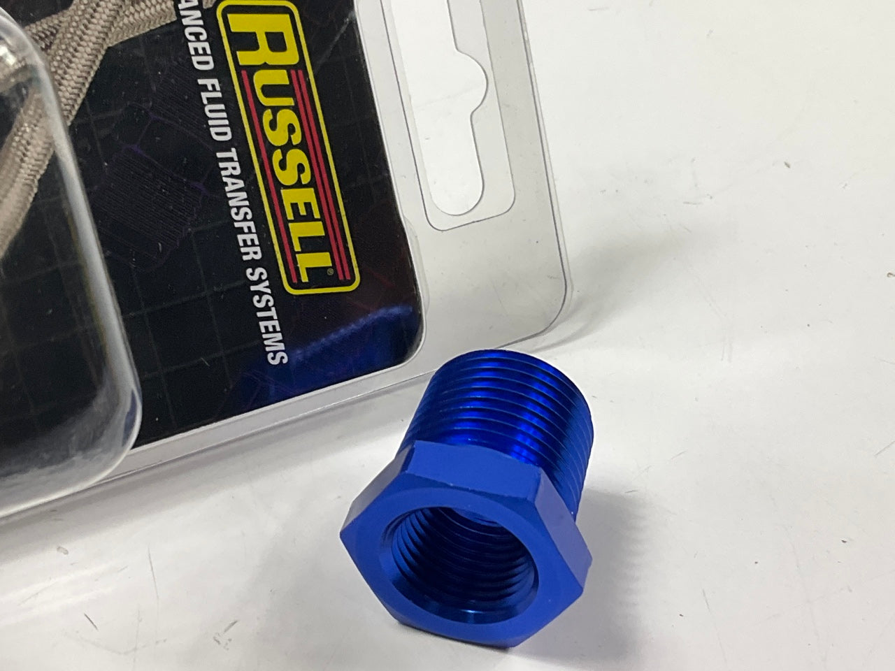 Russell 661580 Blue Aluminum 1/2'' Male To 3/8'' Female Pipe Bushing Reducer