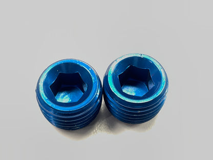 Russell 662040 Blue Anodized Aluminum 1/4'' Allen Socket Pipe Plug - 2 Pack