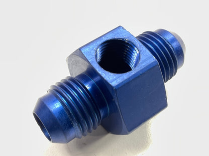 Russell 670000 Blue Anodized Aluminum -6AN Flare Union Pressure Adapter Fitting