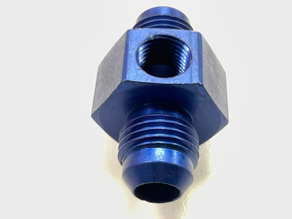 Russell 670000 Blue Anodized Aluminum -6AN Flare Union Pressure Adapter