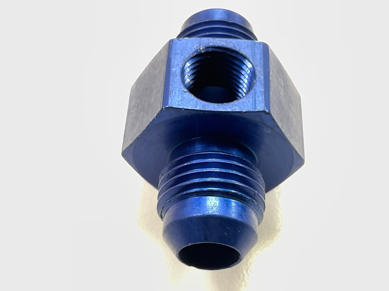 Russell 670000 Blue Anodized Aluminum -6AN Flare Union Pressure Adapter Fitting