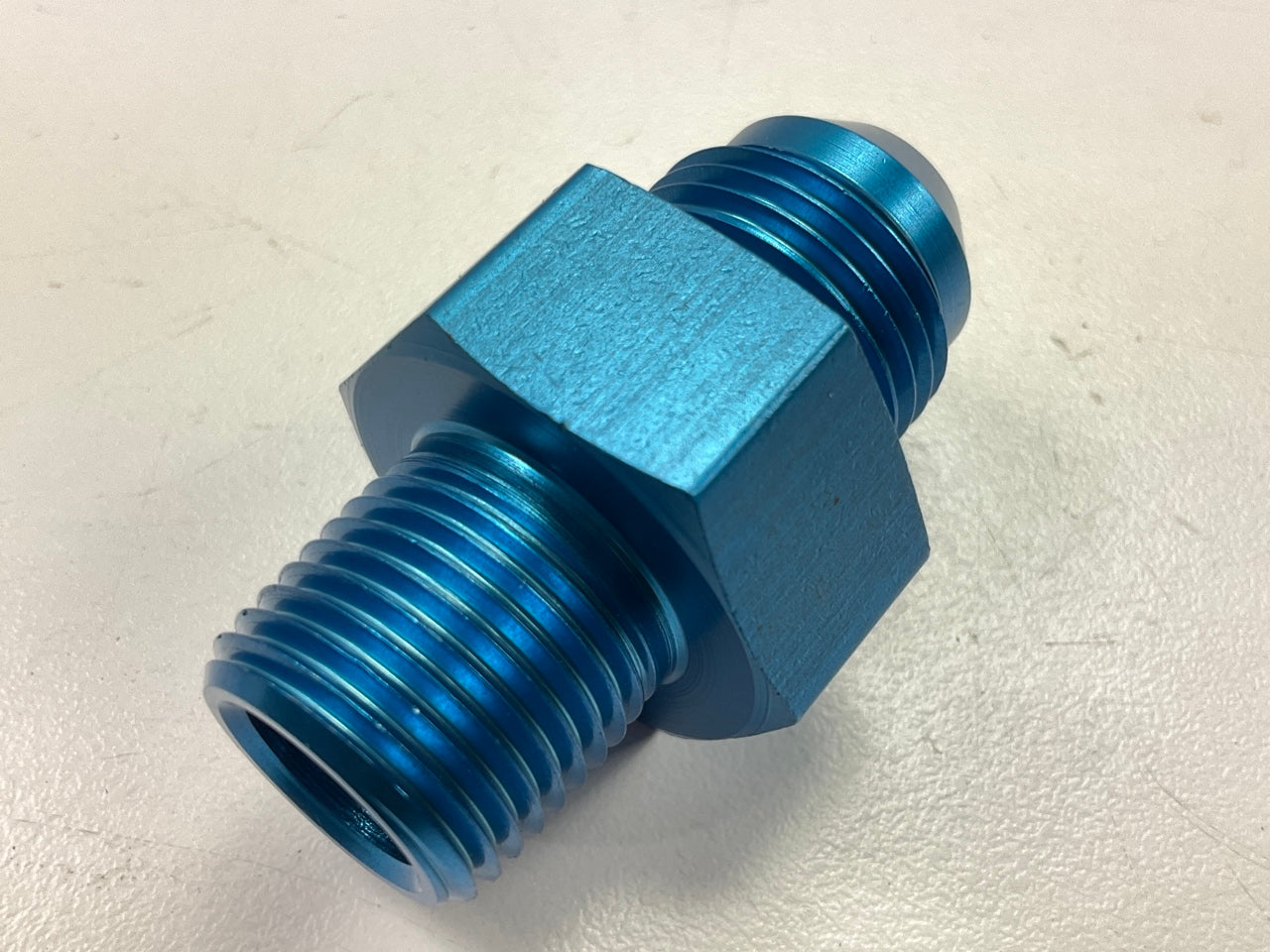 Russell 670080 Blue Anodized Aluminum -8AN Flare - Pipe Pressure Adapter Fitting