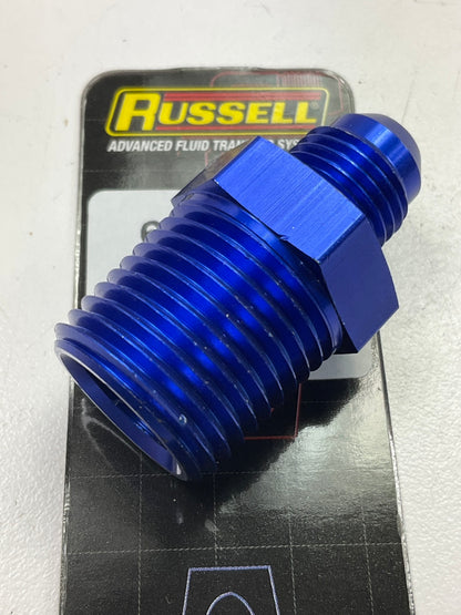 Russell 670150 Blue Anodized Aluminum -6AN Flare To 1/2'' Pipe Pressure Adapter