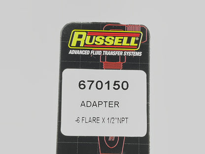 Russell 670150 Blue Anodized Aluminum -6AN Flare To 1/2'' Pipe Pressure Adapter