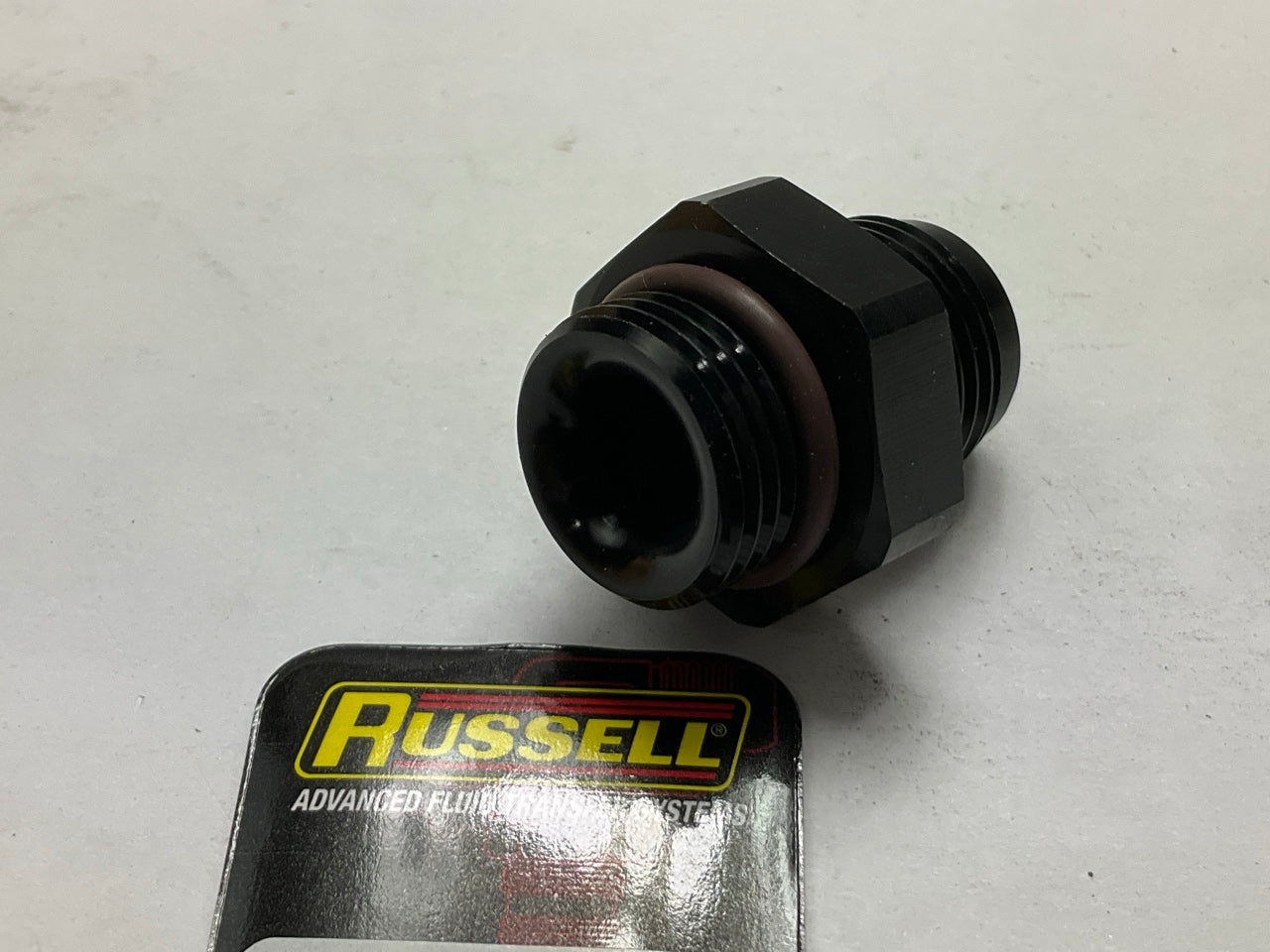 Russell 670700 8AN To 8AN Radius Port O-Ring Boss Adapter Fitting, Black