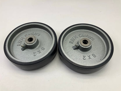(2) 29XU87 Poly Tread On Iron Core 8''x2'' Wheels, 1/2'' Axle Size, 1,500 Lbs Load