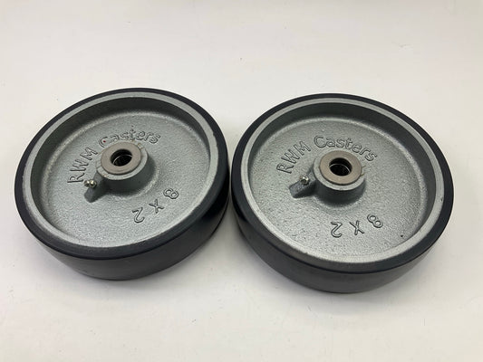 (2) 29XU87 Poly Tread On Iron Core 8''x2'' Wheels, 1/2'' Axle Size, 1,500 Lbs Load