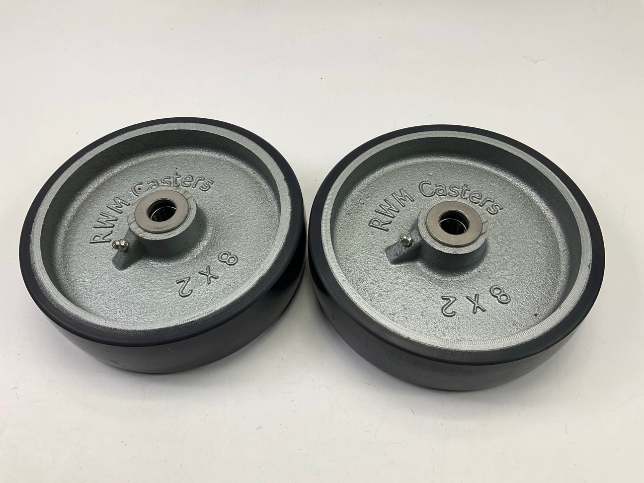 Heavy Duty 8''x2'' Steel Wheels With Poly Tread, 1/2'' Axle, 1,500 Lbs