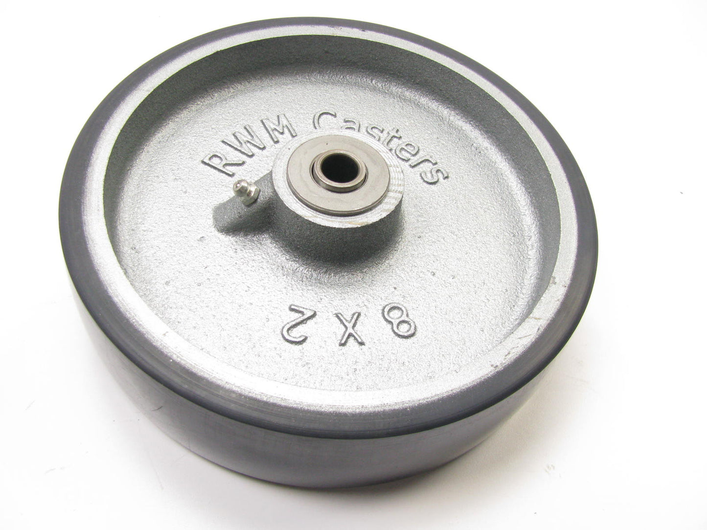 29XU87 Poly Tread On Iron Core 8''x2'' Wheel, 1/2'' Axle Size, 1,500 Lb Load Rating