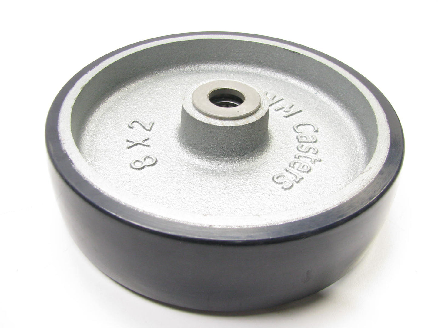 29XU87 Poly Tread On Iron Core 8''x2'' Wheel, 1/2'' Axle Size, 1,500 Lb Load Rating