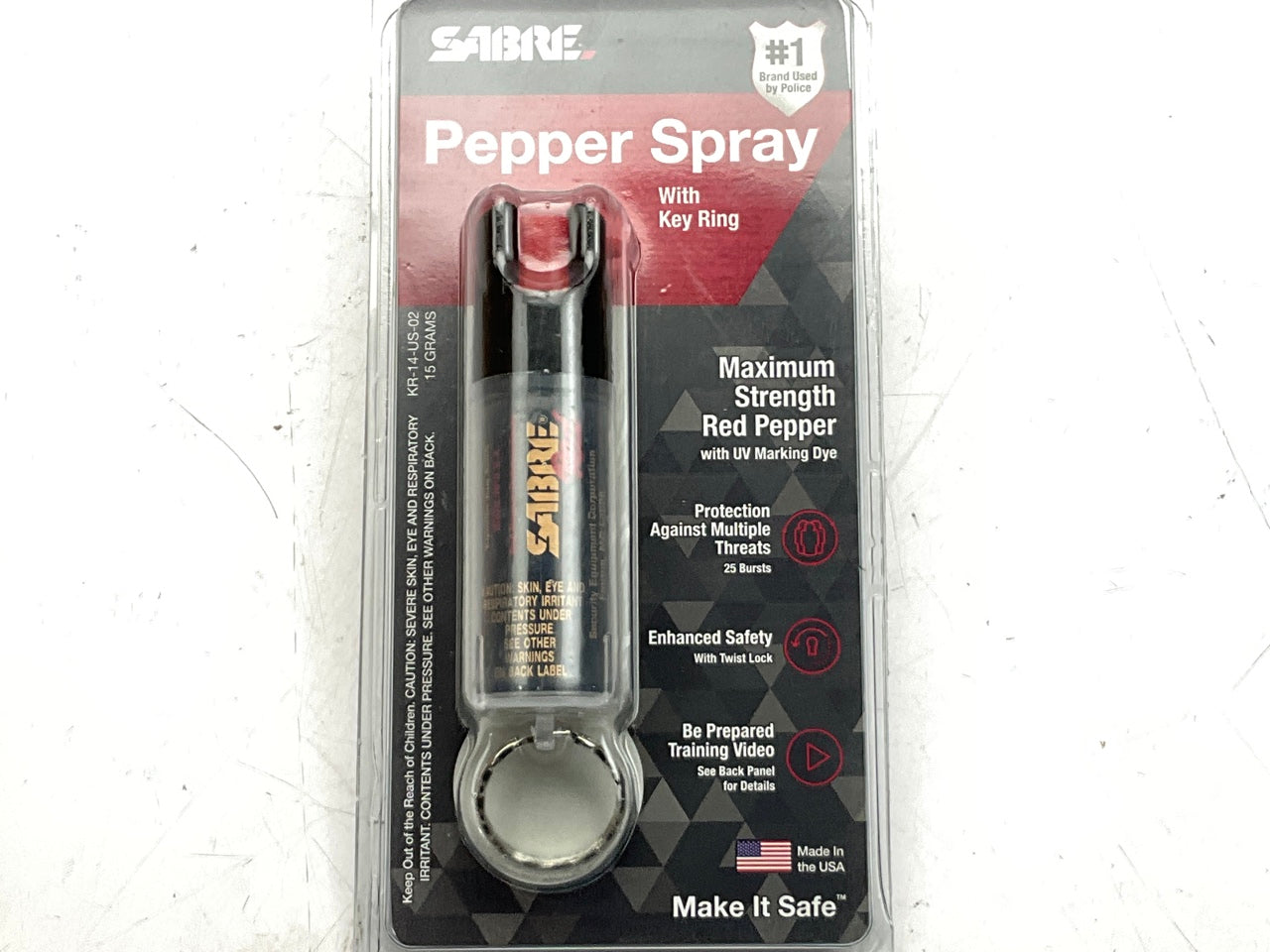 Sabre KR-14-US-02 Pepper Spray W/ Compact Economy Key Ring .54oz