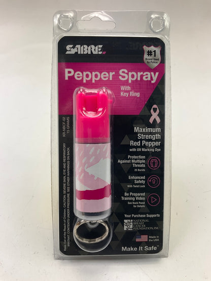 SABRE RED Pepper Spray - Police Max. Strength - Key Ring, 25 Bursts, 15 Grams