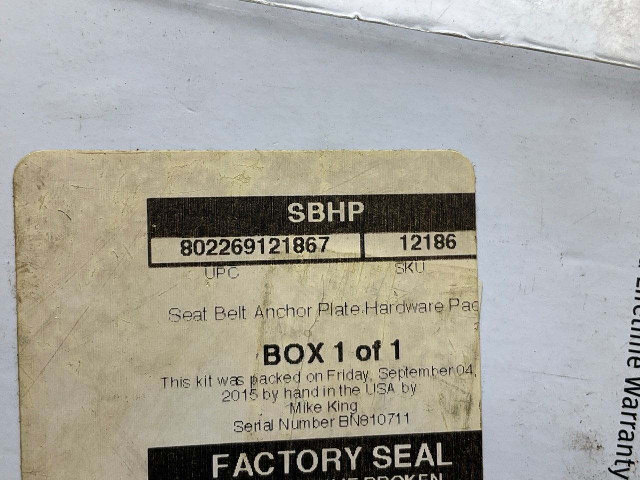Safetboy SBHP Seat Belt Flat Reinforcement Anchor Plate Mounting Set