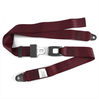 SafeTBoy STBSB2LSBG 2-Point Push Button Buckle Lap Seat Belt BURGUNDY Color