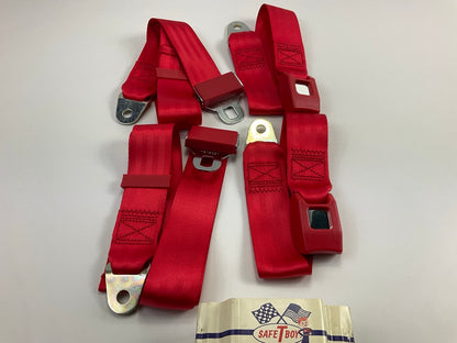 (2) Safe-T-Boy STBSB2LSRD 2-point Red Lap Seat Belts With Buckles, Hot Rod