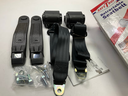 (2) Safe-T-Boy STBSB3RSBK 3-Point Black Retractable Seat Belt + Buckle Set