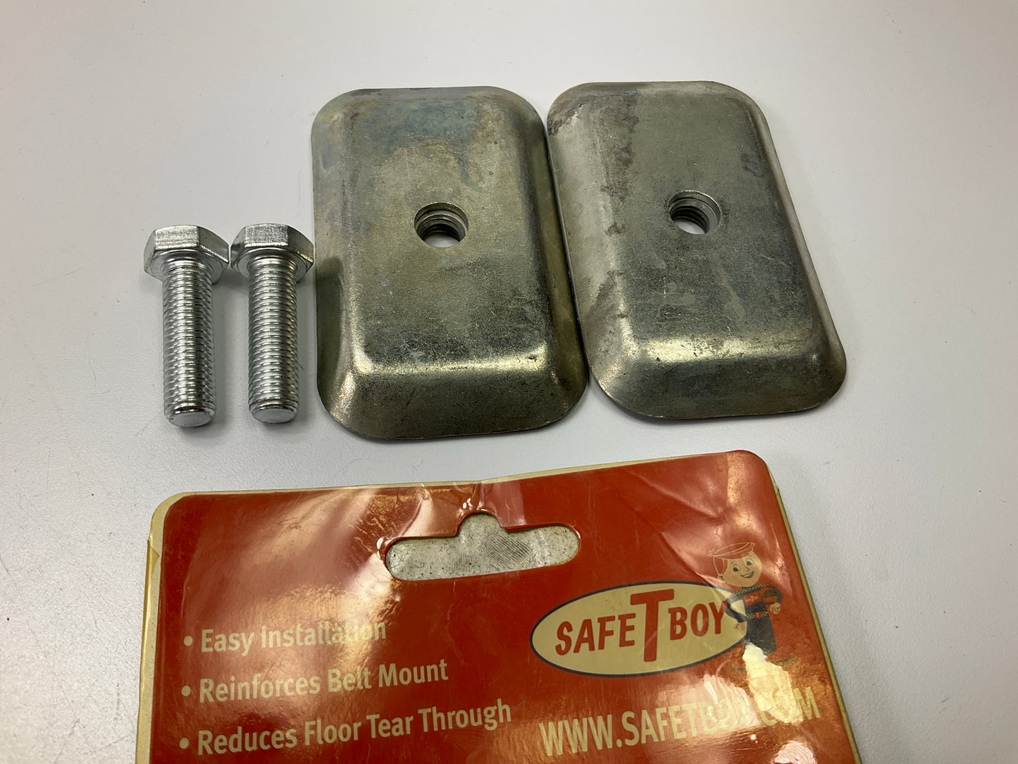 MISSING WASHERS - Safe-T-Boy STBSBHP Seat Belt Anchor Plates With Bolts