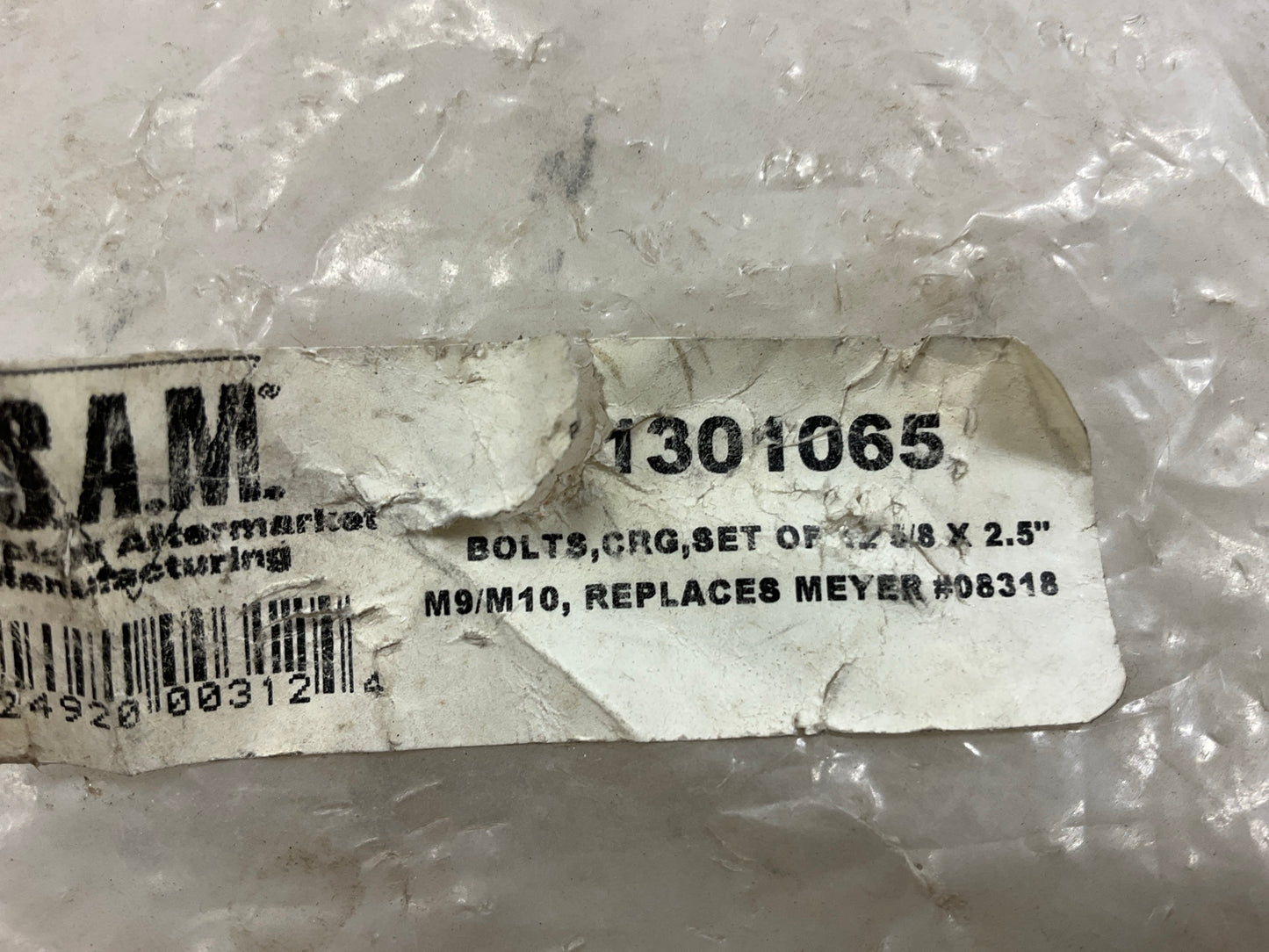 SAM 1301065 Bulk Cutting Edge 5/8 X 2-1/2'' Carriage Bolt And Locknut