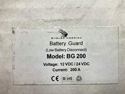 Samlex BG200 Battery Guard 200 Amp Low Voltage Disconnect Programmable Isolator