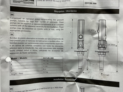 Samson 353120 PumpMaster 2 3:1 Oil Stub Pump